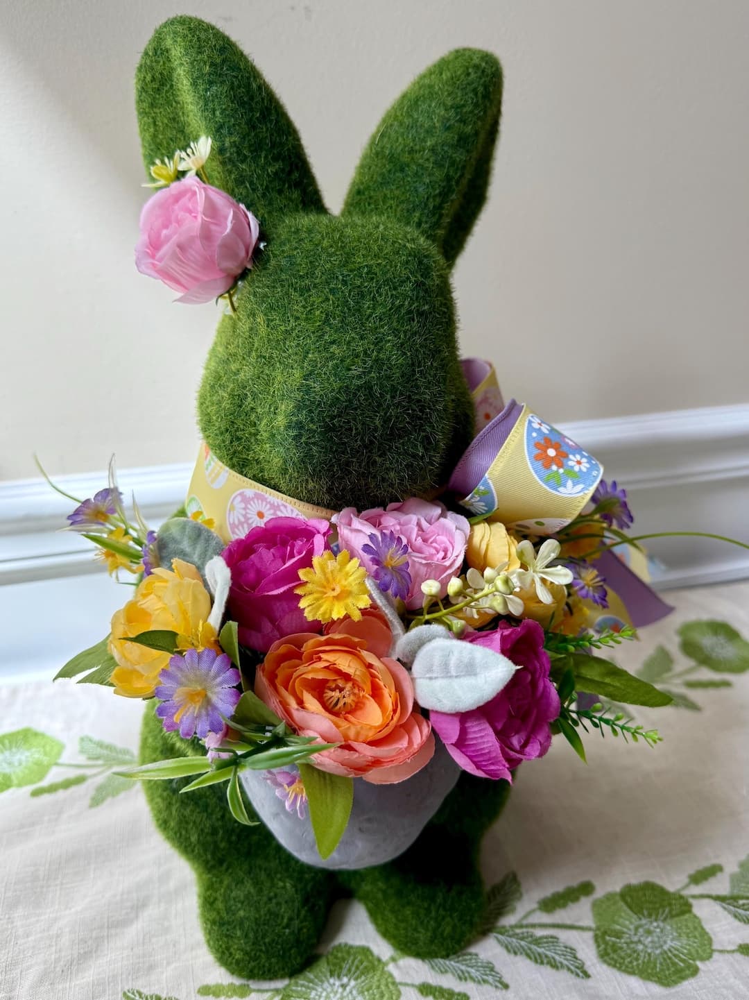 Spring Moss Bunny Centerpiece – Floral Easter Decor, Faux Flower ...