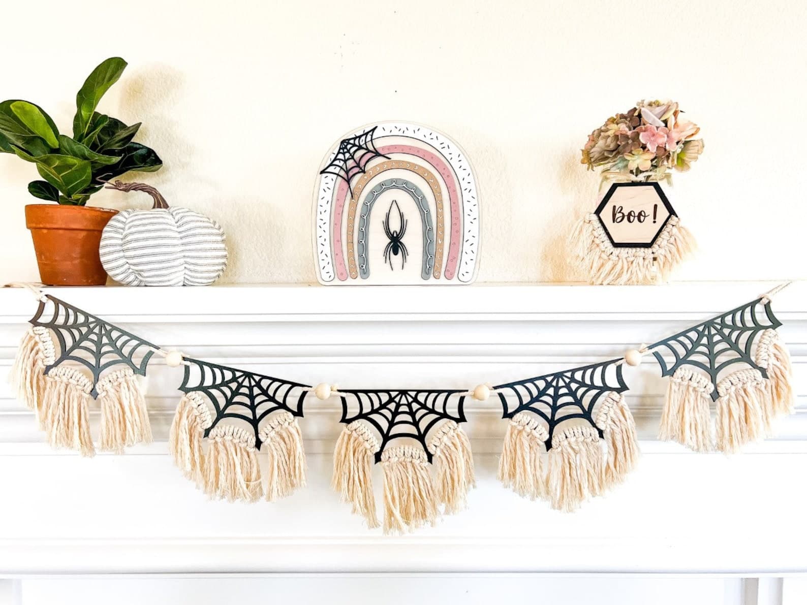 Halloween Garland Spider Web Garland Boho Halloween Garland - Etsy
