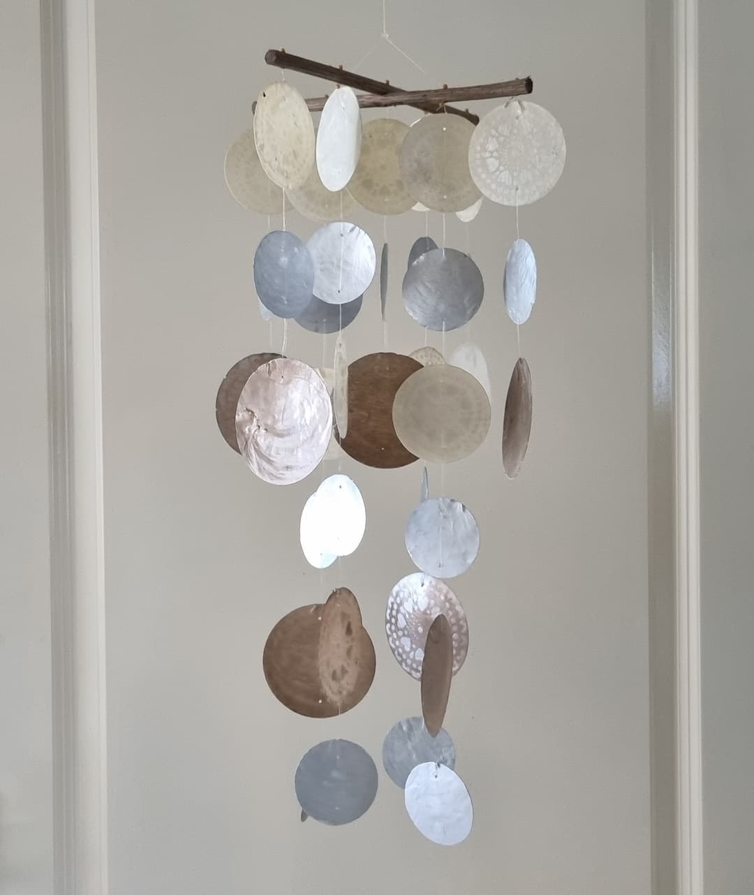 Capiz Shell Wind Chime, Capiz Wall Decor, Coastal Wall Decor, Capiz ...