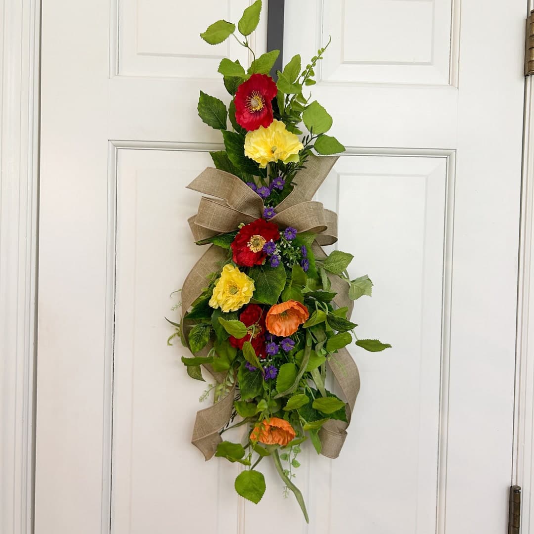 Summer Swag Wreath for Front Door, Wildflower Swag, Colorful Everyday ...
