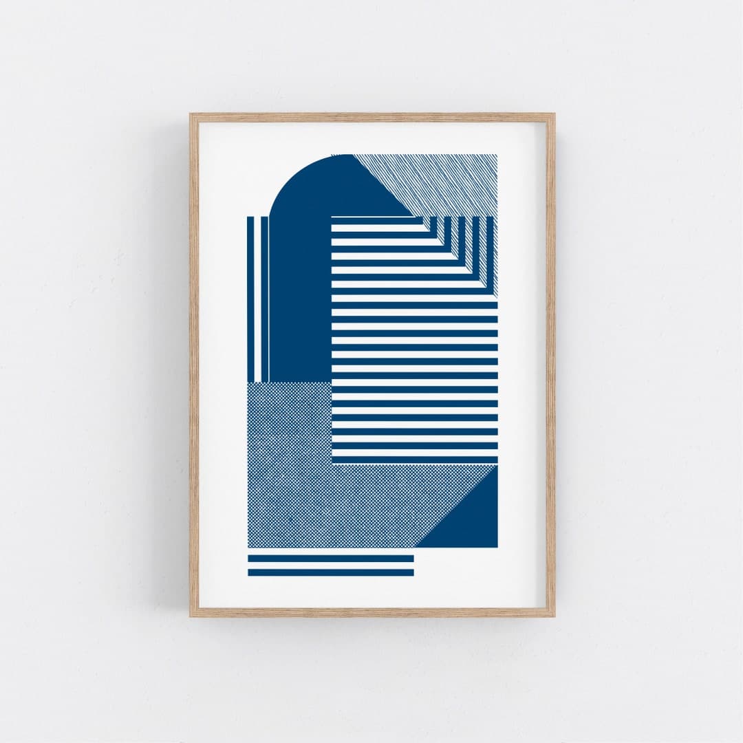 Indigo Blue Bauhaus Art Print: Mid-century Modern Minimalist Poster - Etsy