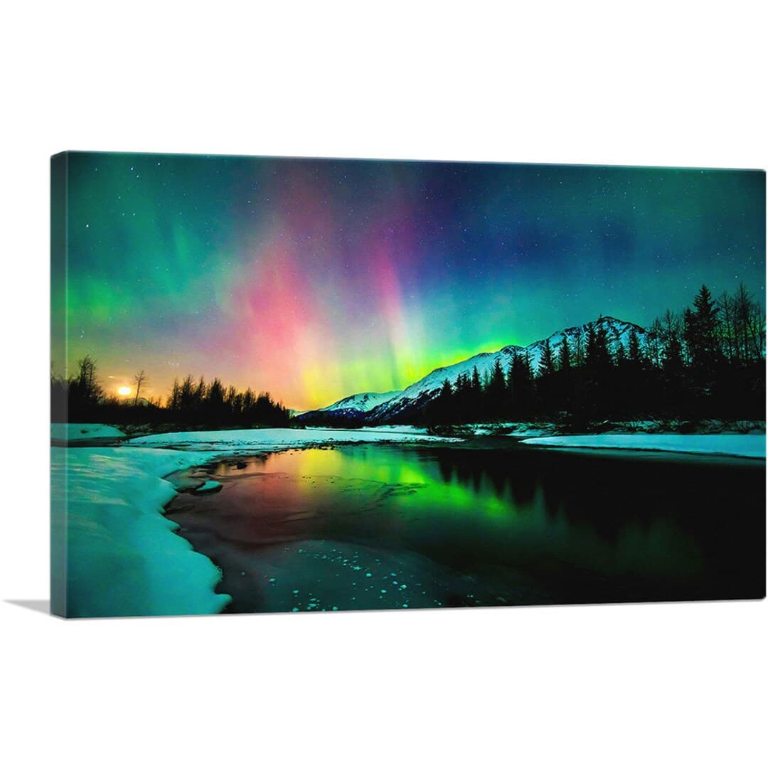 ARTCANVAS Aurora Lights Sky Above a Lake Canvas Art Print - Etsy