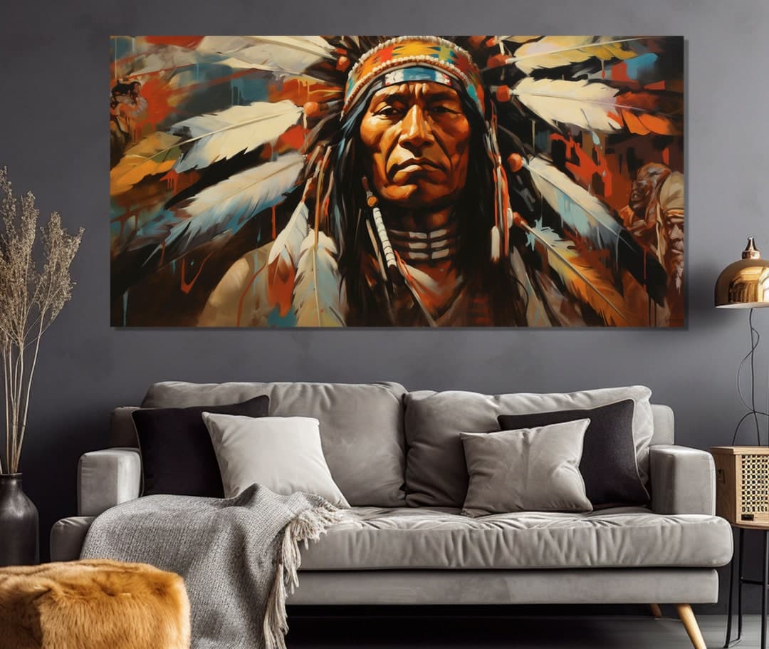 First Nations Chief Canvas Print, Native American Wall Art, Indian ...