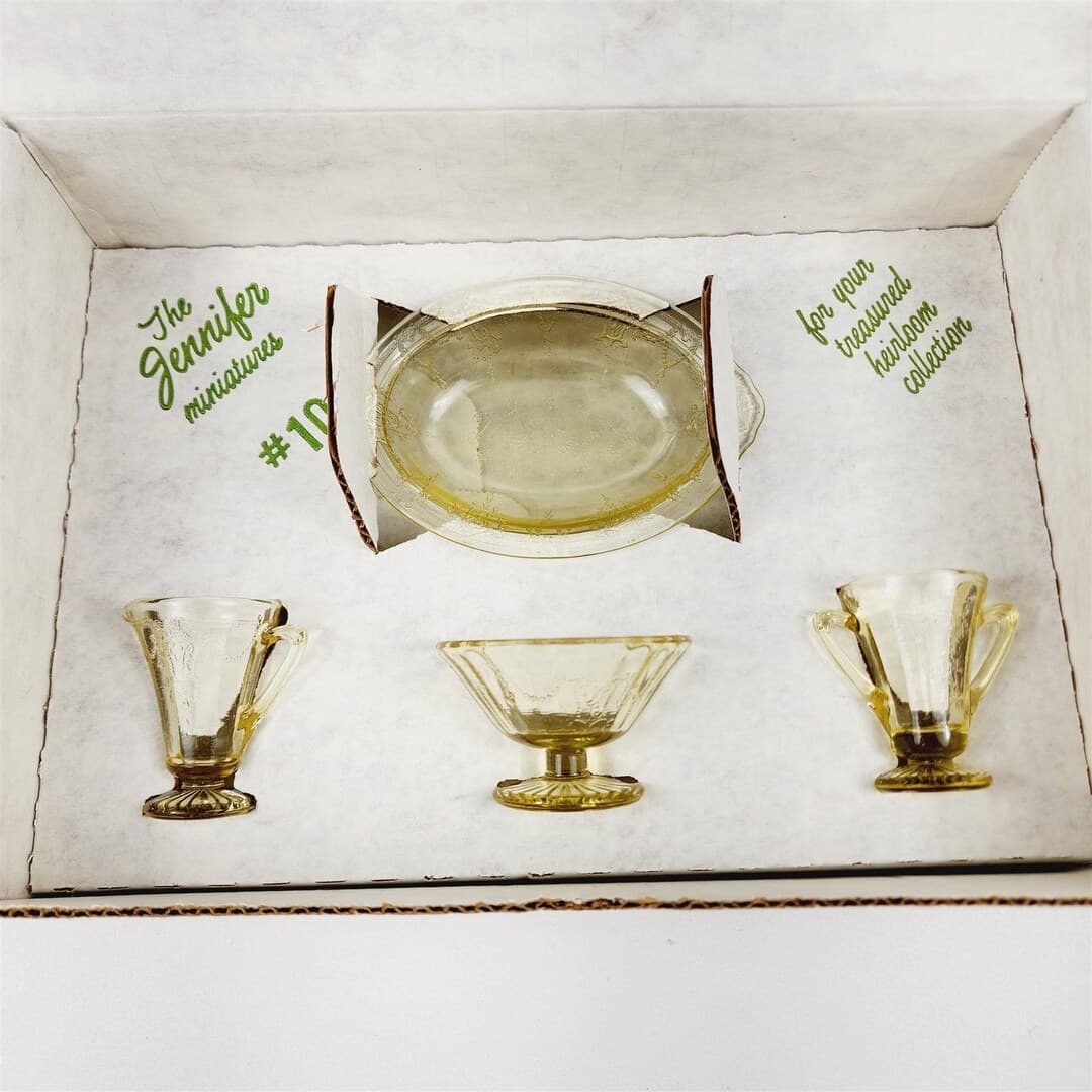 Vintage Mosser Glass Jennifer Set Miniature Gold 10 Creamer Sugar ...