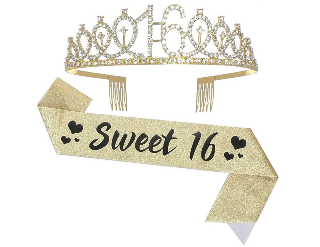16th Birthday Sash and Tiara for Girls, Sweet Sixteen Birthday Sash ...