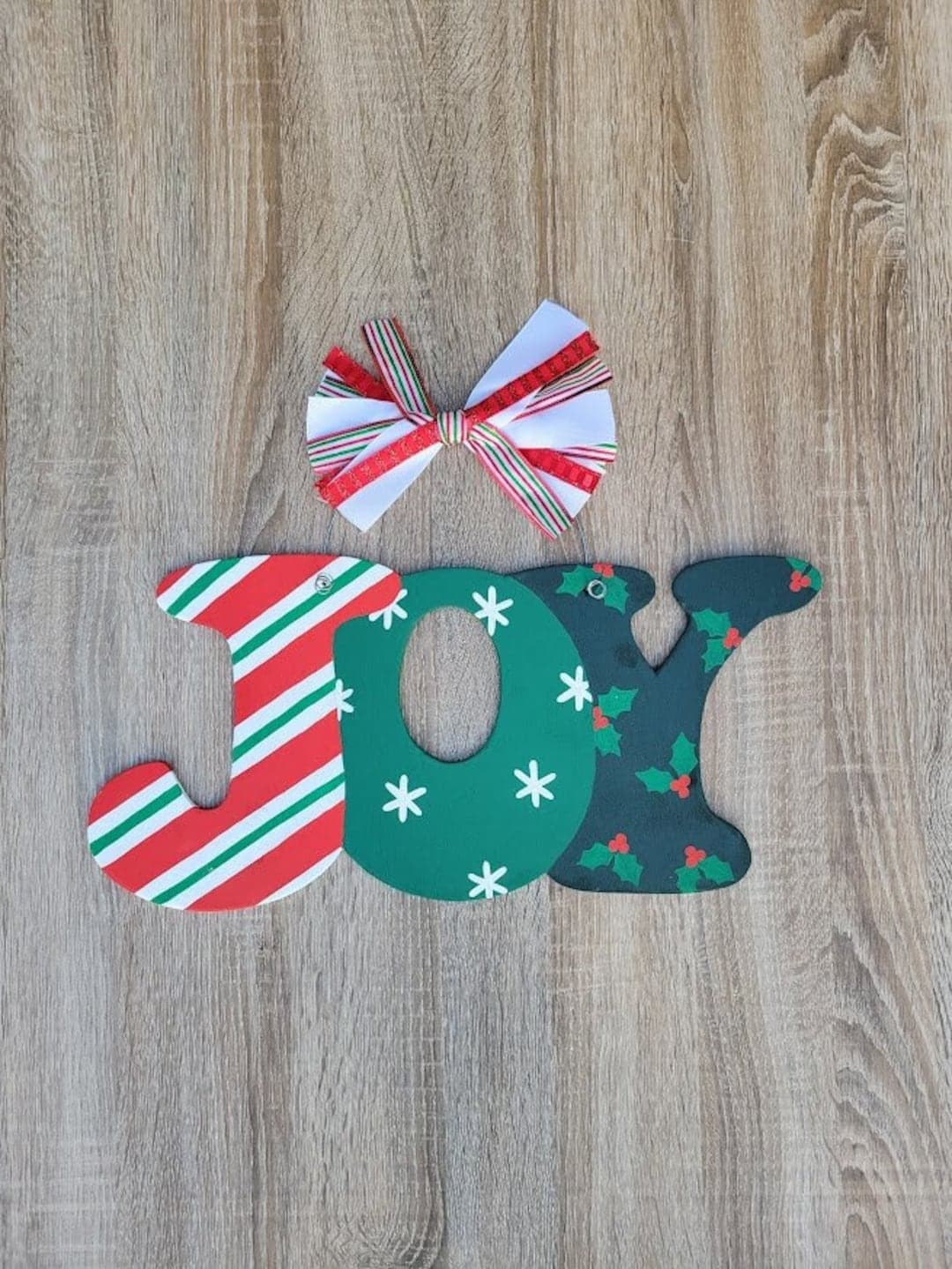 JOY Lettered Wooden Door Hanger, Christmas Patterns - Etsy