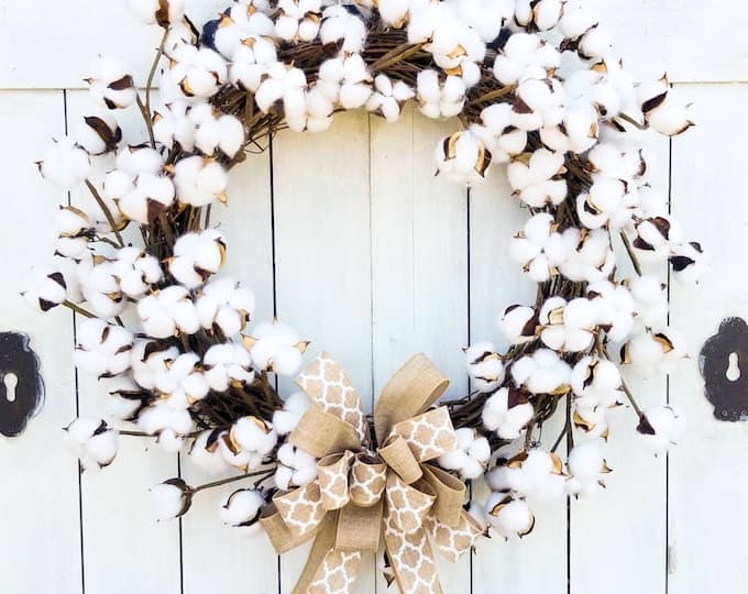 Cotton Wreath-farmhouse Decor Farmhouse Wreath Cotton Branch - Etsy