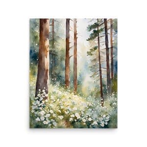 Spring Forest Painting Pine Tree Print Watercolor Landscape Art Print ...