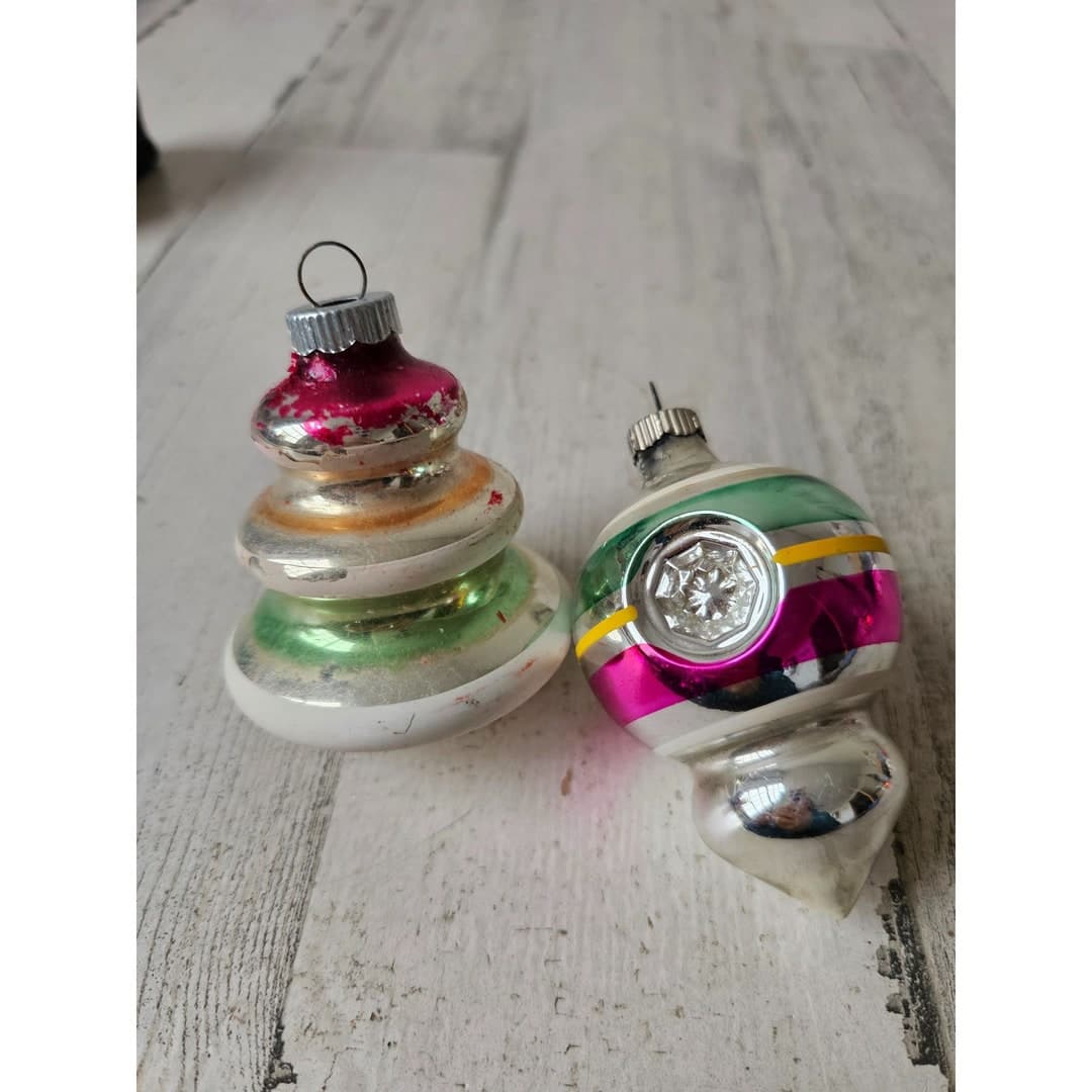 Vintage Radko Shiny Brite UFO Striped Red Green Tree Ornament Mercury ...
