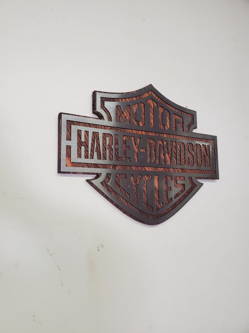 Harley Davidson Metal Art Tribute Bar & Shield Wall Sign - Etsy