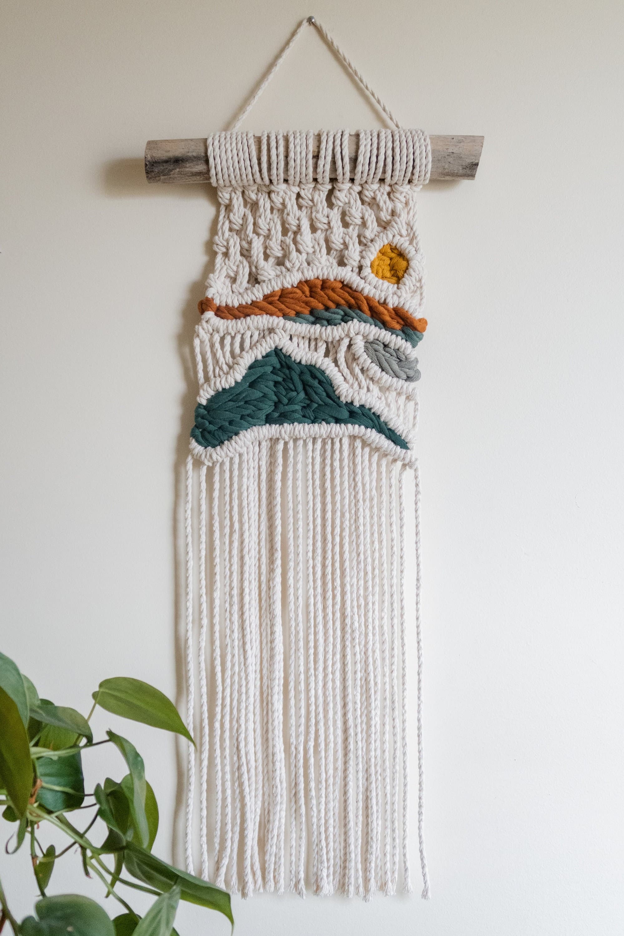 Macrame Wall Hanging Sunset Mountains Decor Landscape Art Mountain Art ...