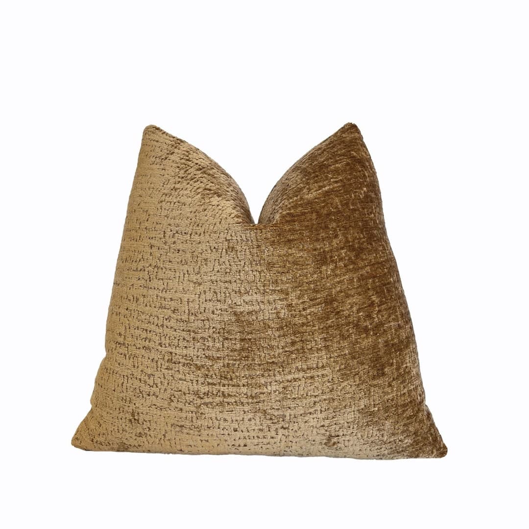 Harvest Gold Chenille Throw Pillow Cover | Gold Decorative Pillow Cover ...