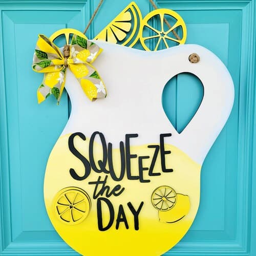 Squeeze the Day Door Hanger Lemonade Door Hanger Summer | Etsy