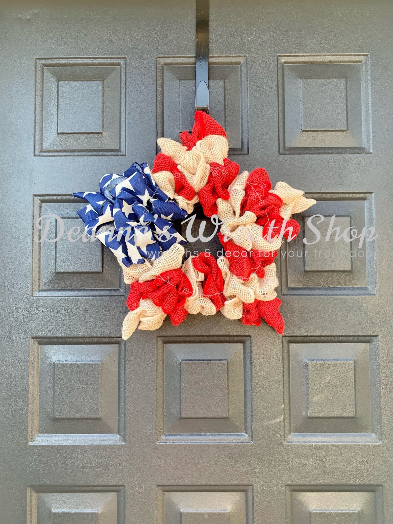 Patriotic American Flag Star Shaped Burlap Wreath - Etsy