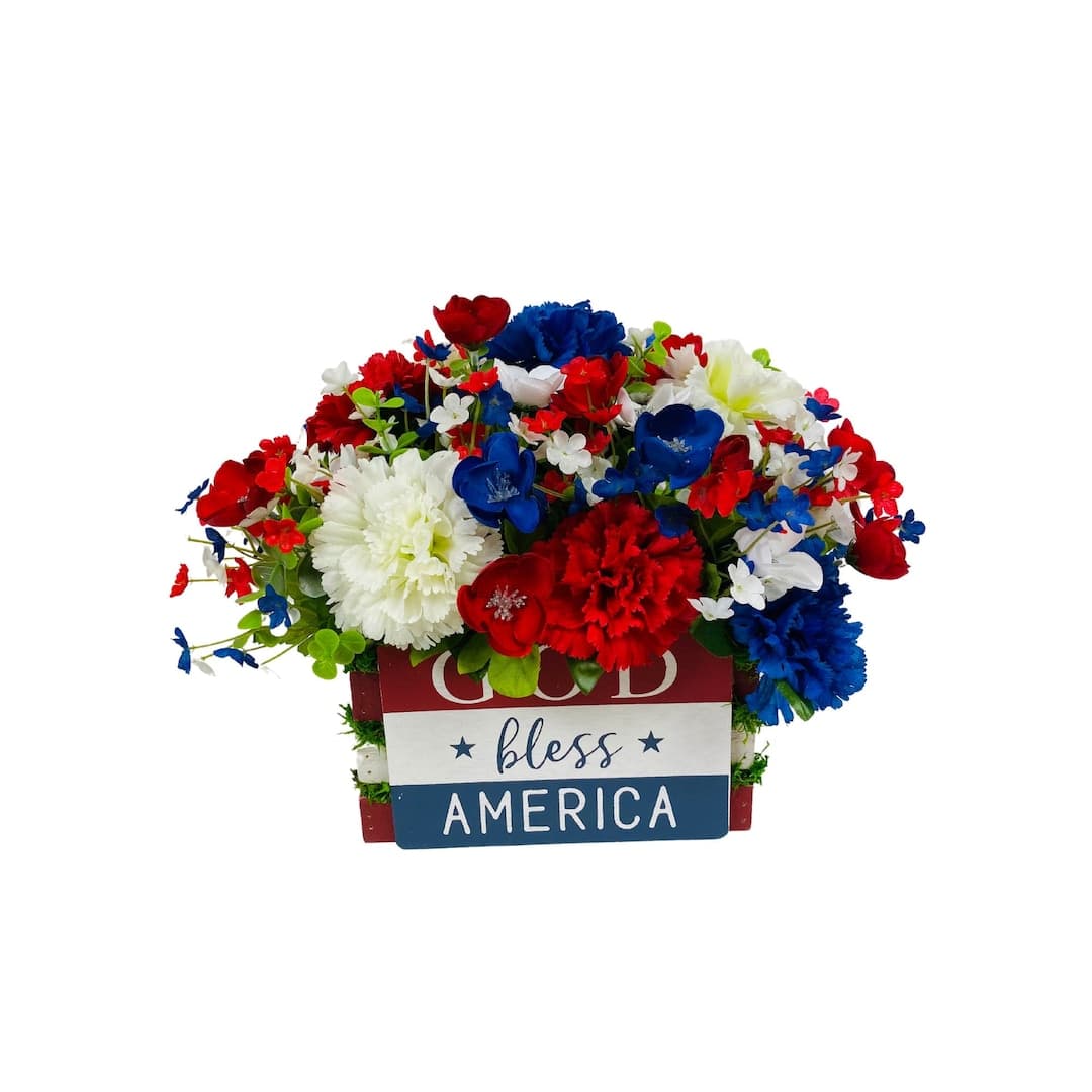 Patriotic Centerpiece, Rustic Red, White and Blue Decor, Military Pride ...