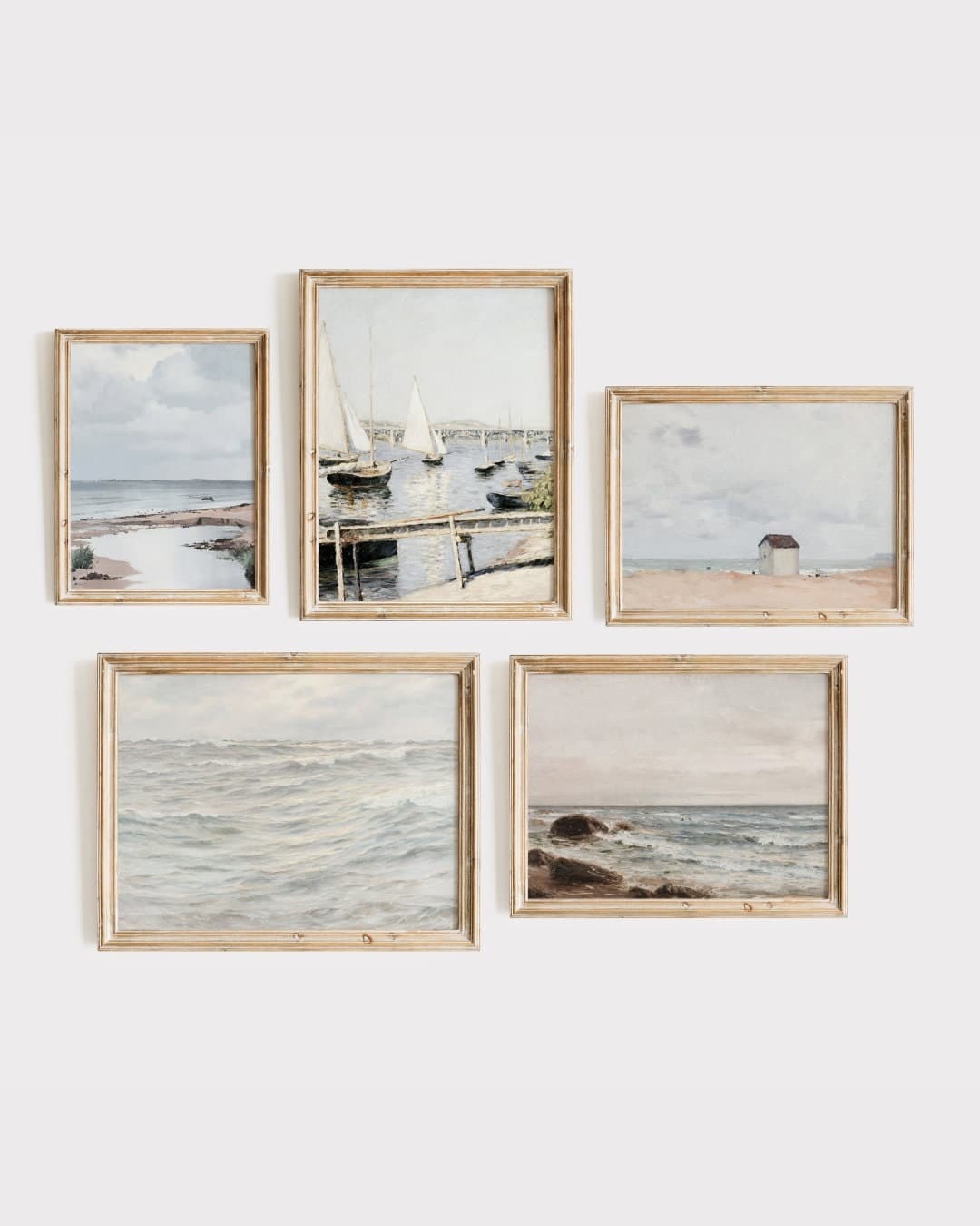 Vintage Coastal Seaside Gallery | Beach House Painting | Beach Wall Art ...