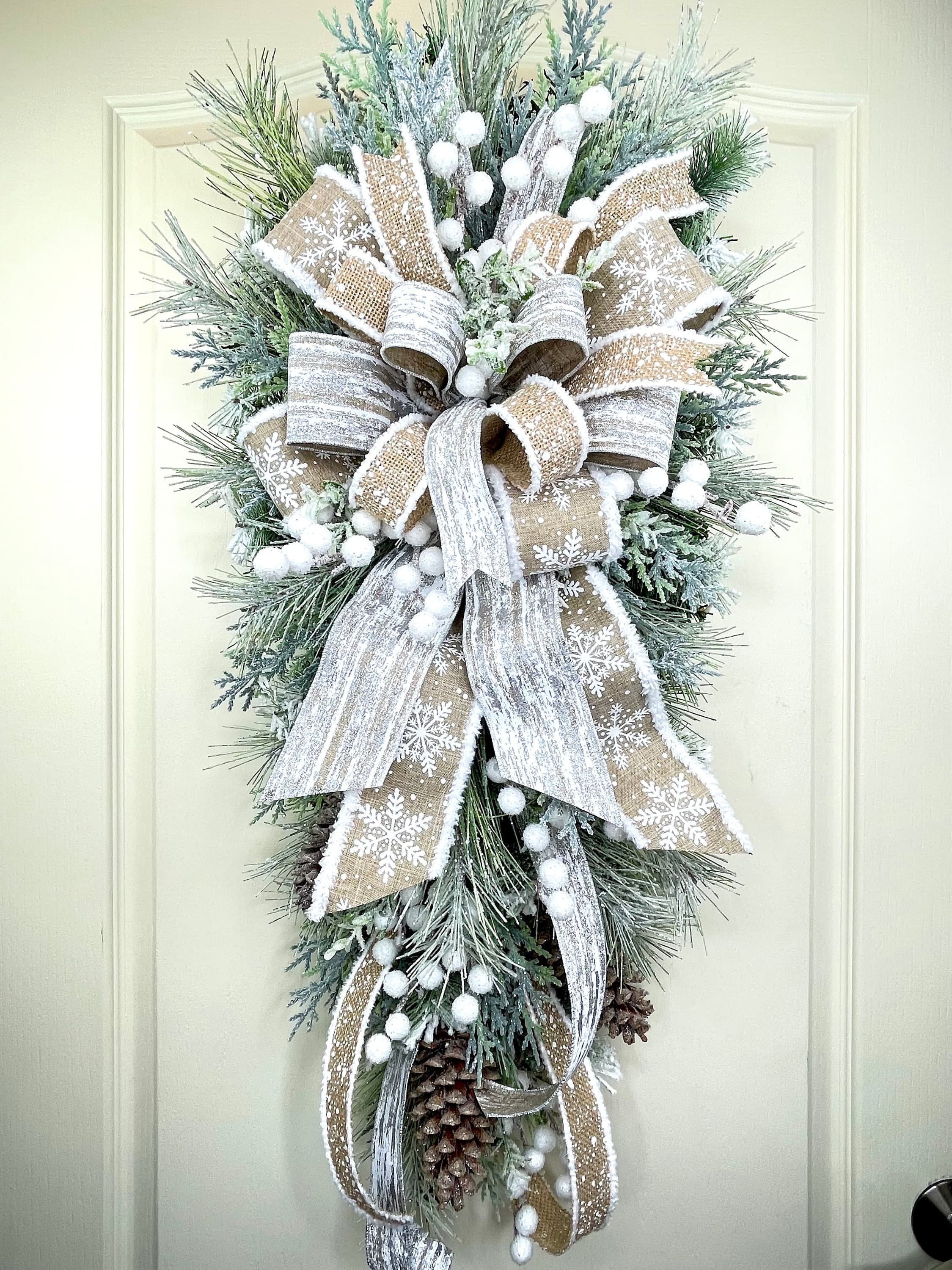 Winter Pinecone Swag for Front Door Rustic Holiday Teardrop - Etsy