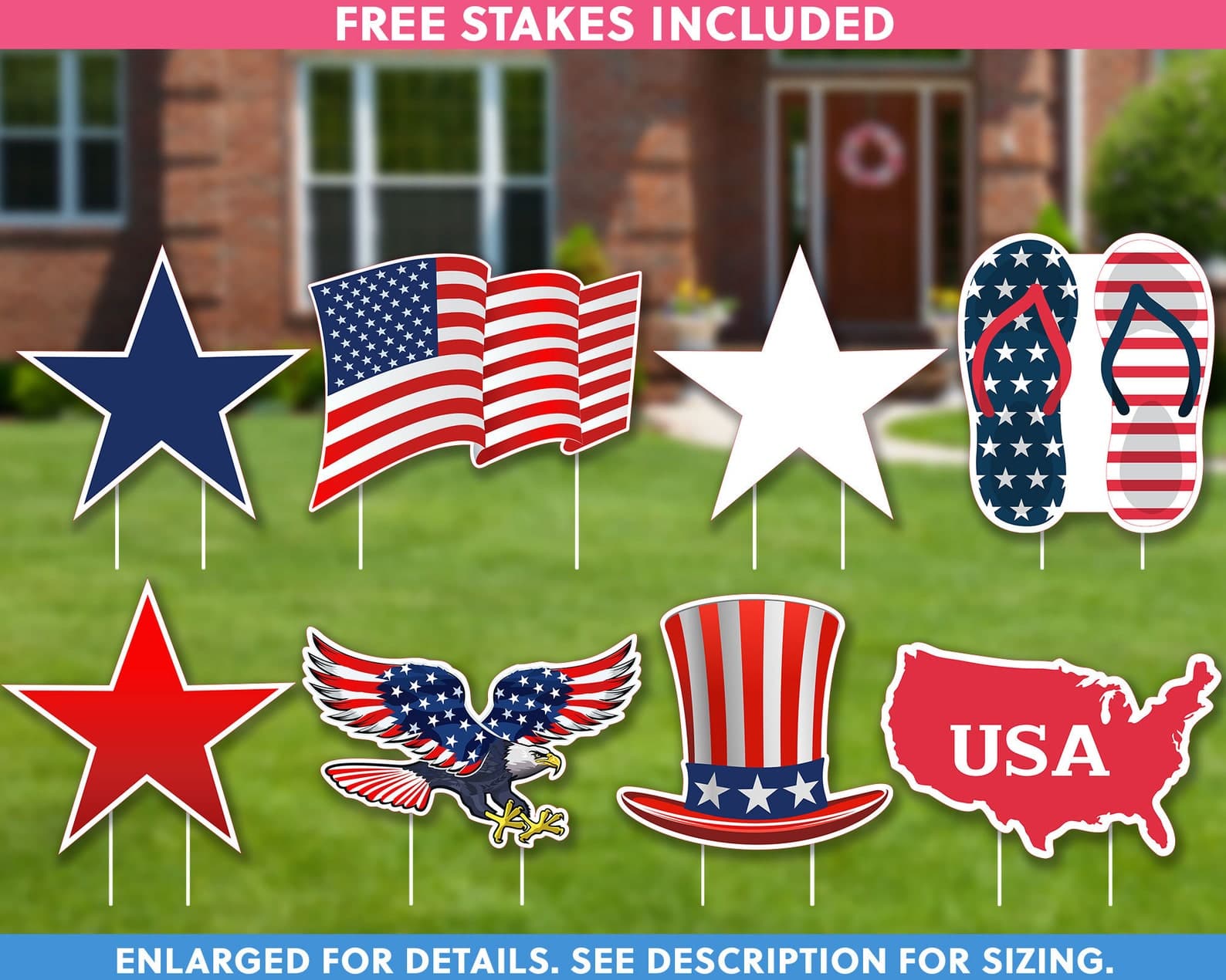 Patriotic Lawn Signs Package Patriotic Yard Sign 4th of - Etsy
