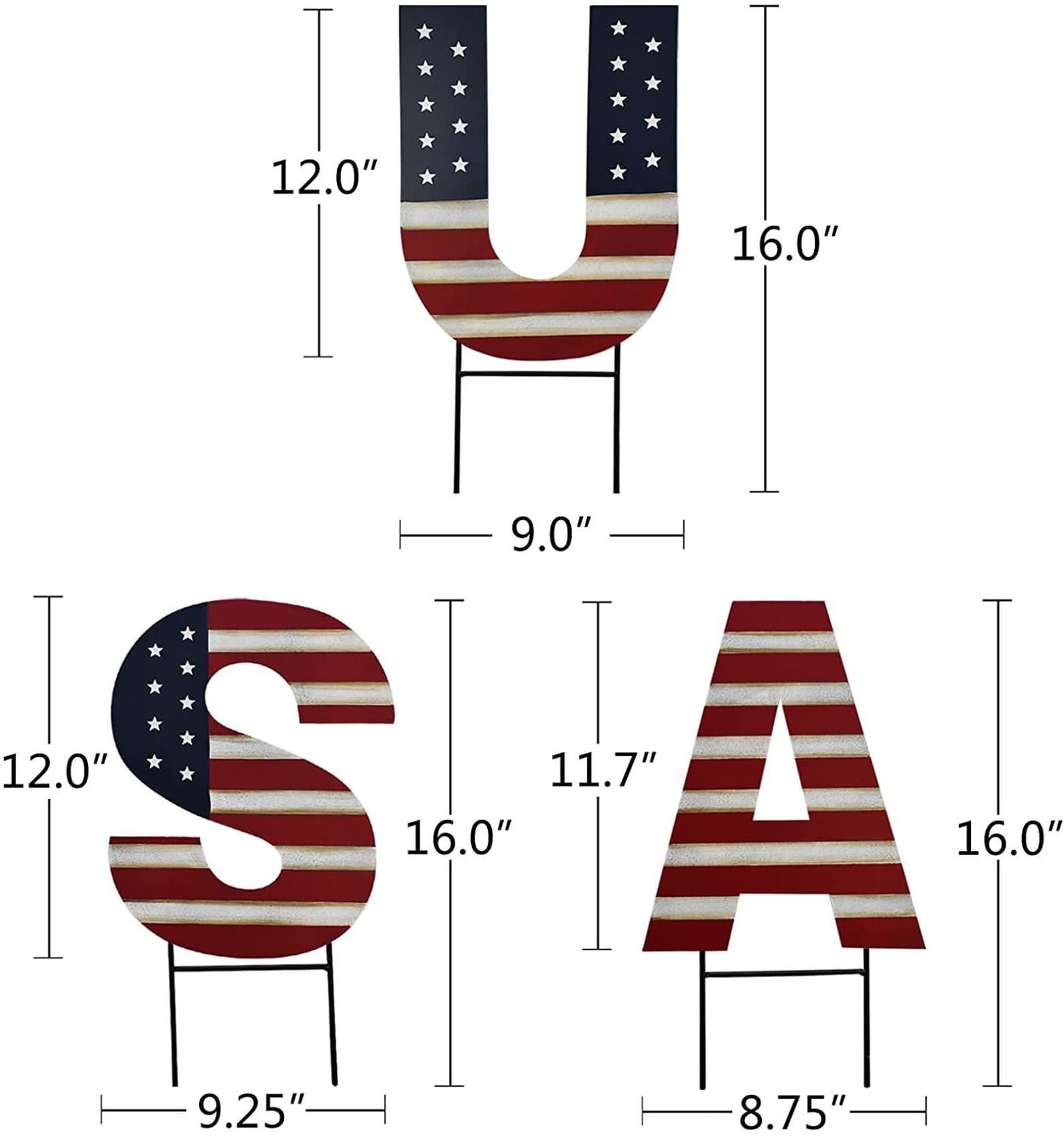 Patriotic Metal USA Letter Yard Stake Metal Barn Star Yard - Etsy