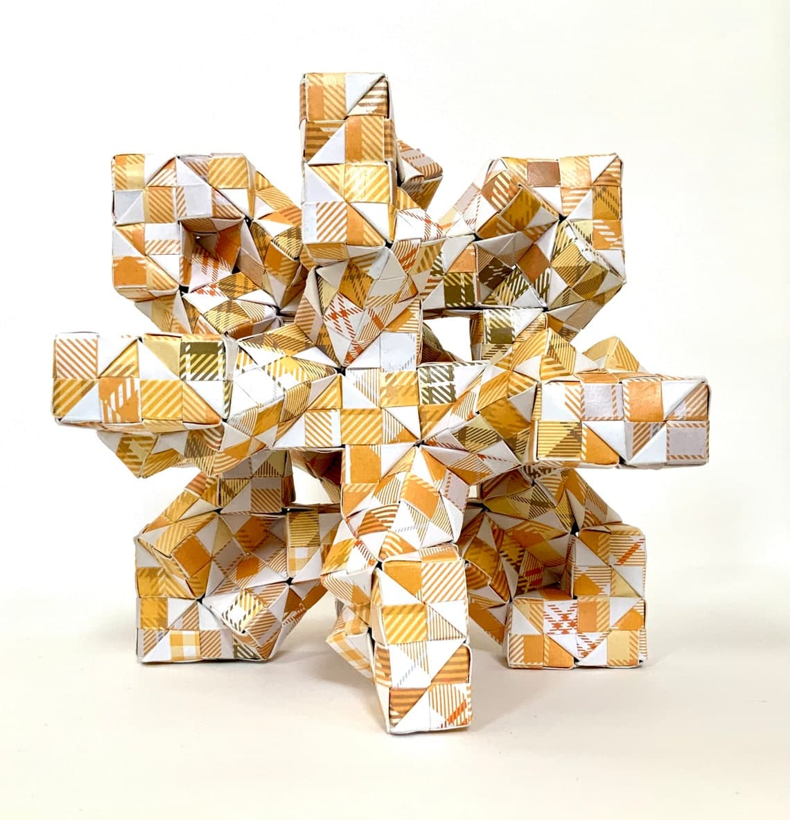 Twisted Cube Geometric Paper Art Origami Sculpture Original Design Base ...