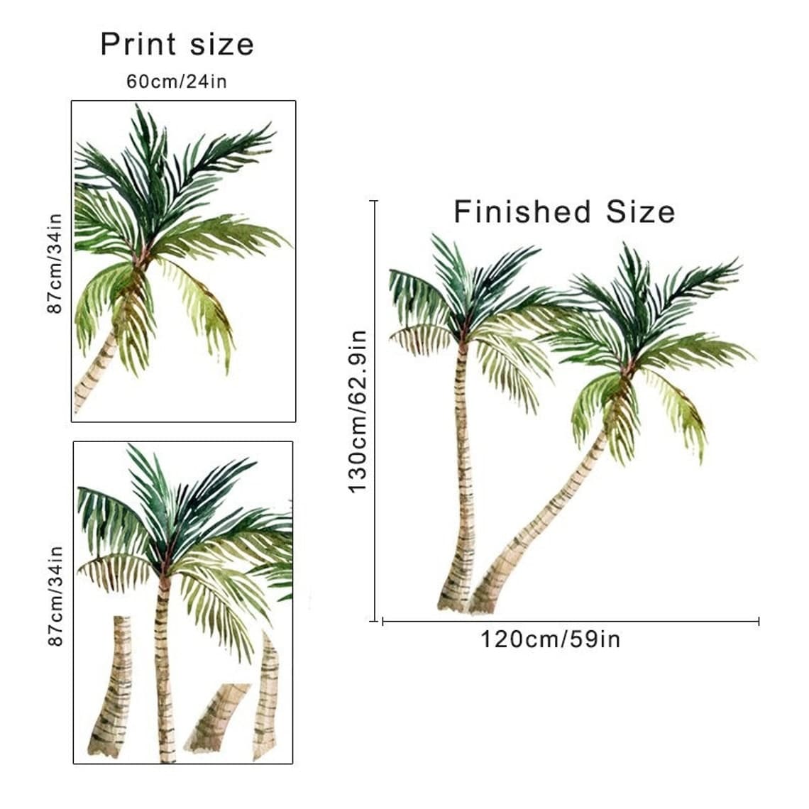 Palm Tree Wall Decal Palm Tree Wall Sticker Tropical Palm - Etsy