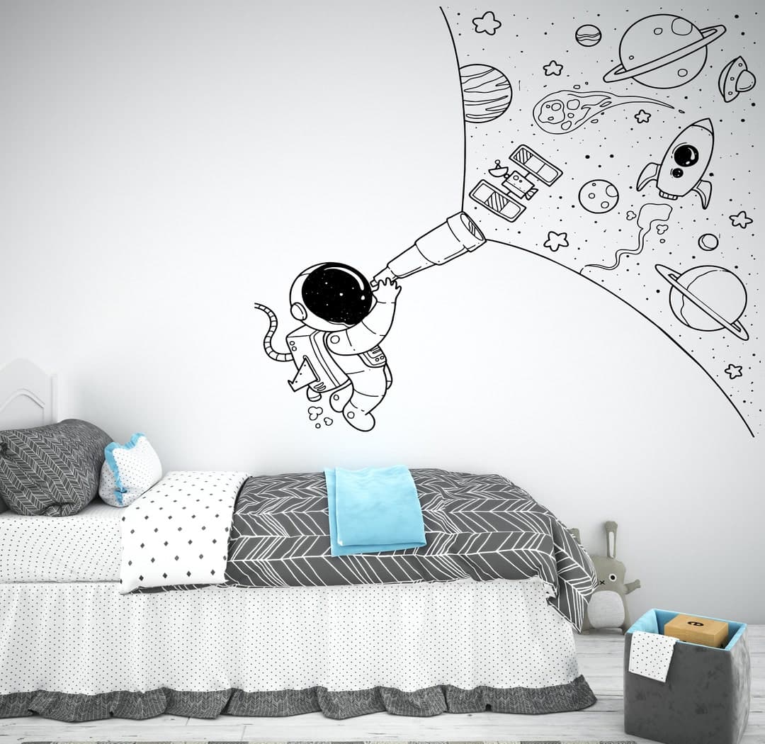 Astronaut Wall Decal Outer Space Wall Decor for Kids Bedroom Astronaut ...