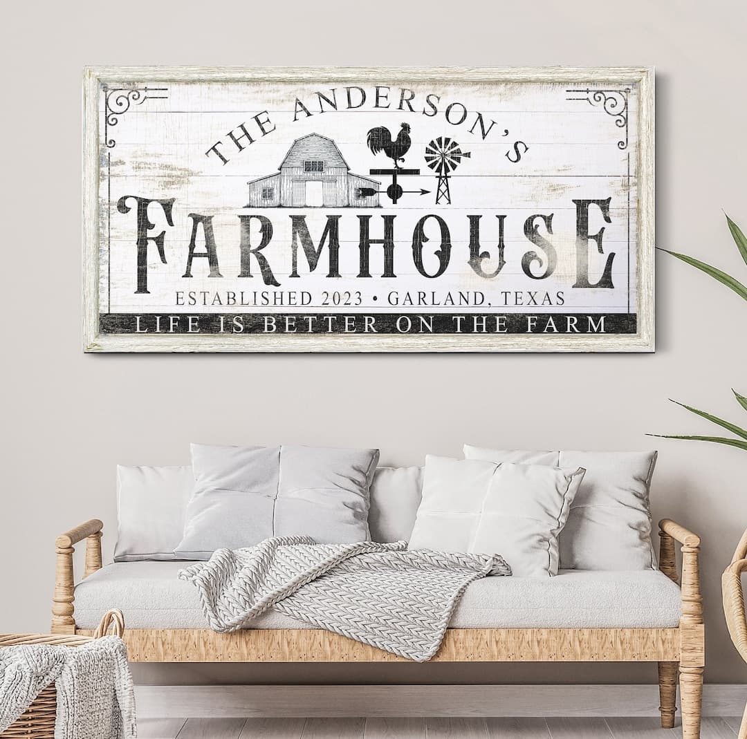 Personalized Farmhouse Family Last Name Sign, Vintage Farmstead ...
