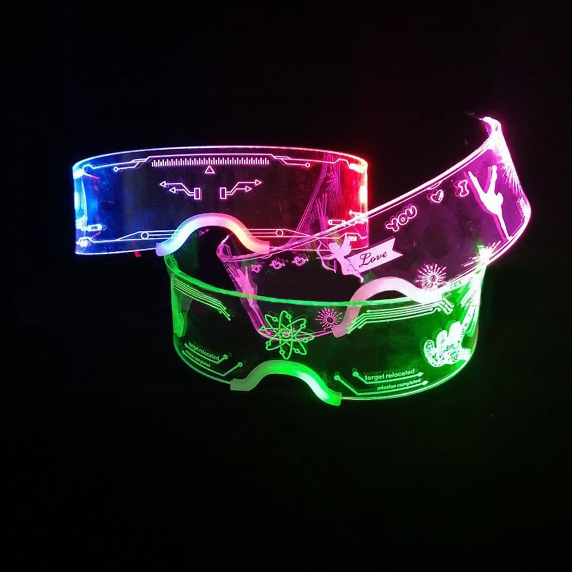 Rave Neon LED Light up Glasses Cyberpunk Goggles Futuristic | Etsy