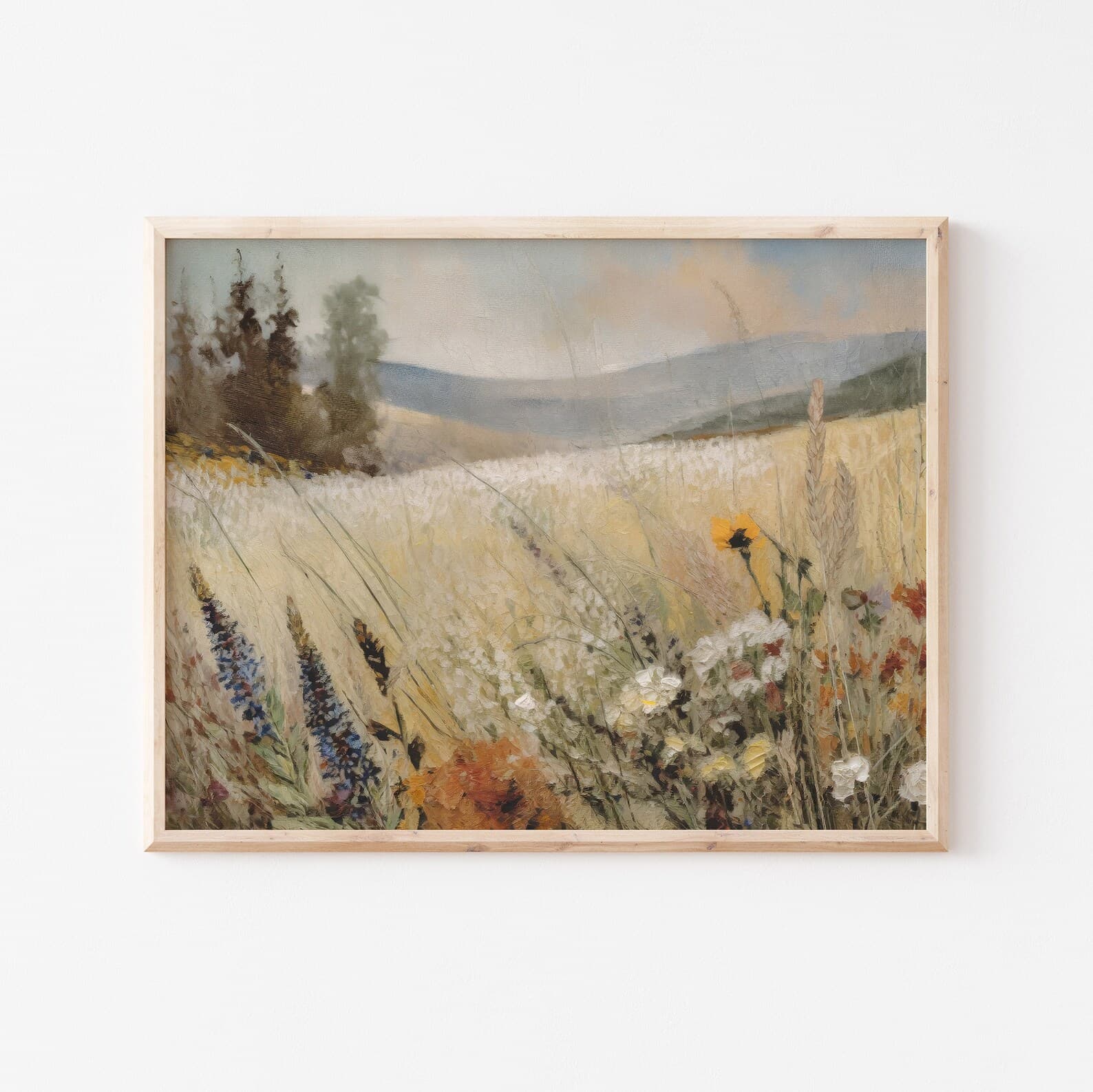 Vintage Wildflower Field Wall Art Field of Flowers Art Botanical ...