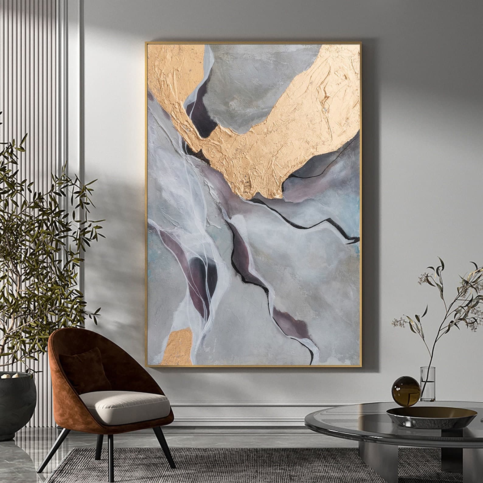 Frame Gold Abstract Painting On Canvas Gold abstract painting | Etsy