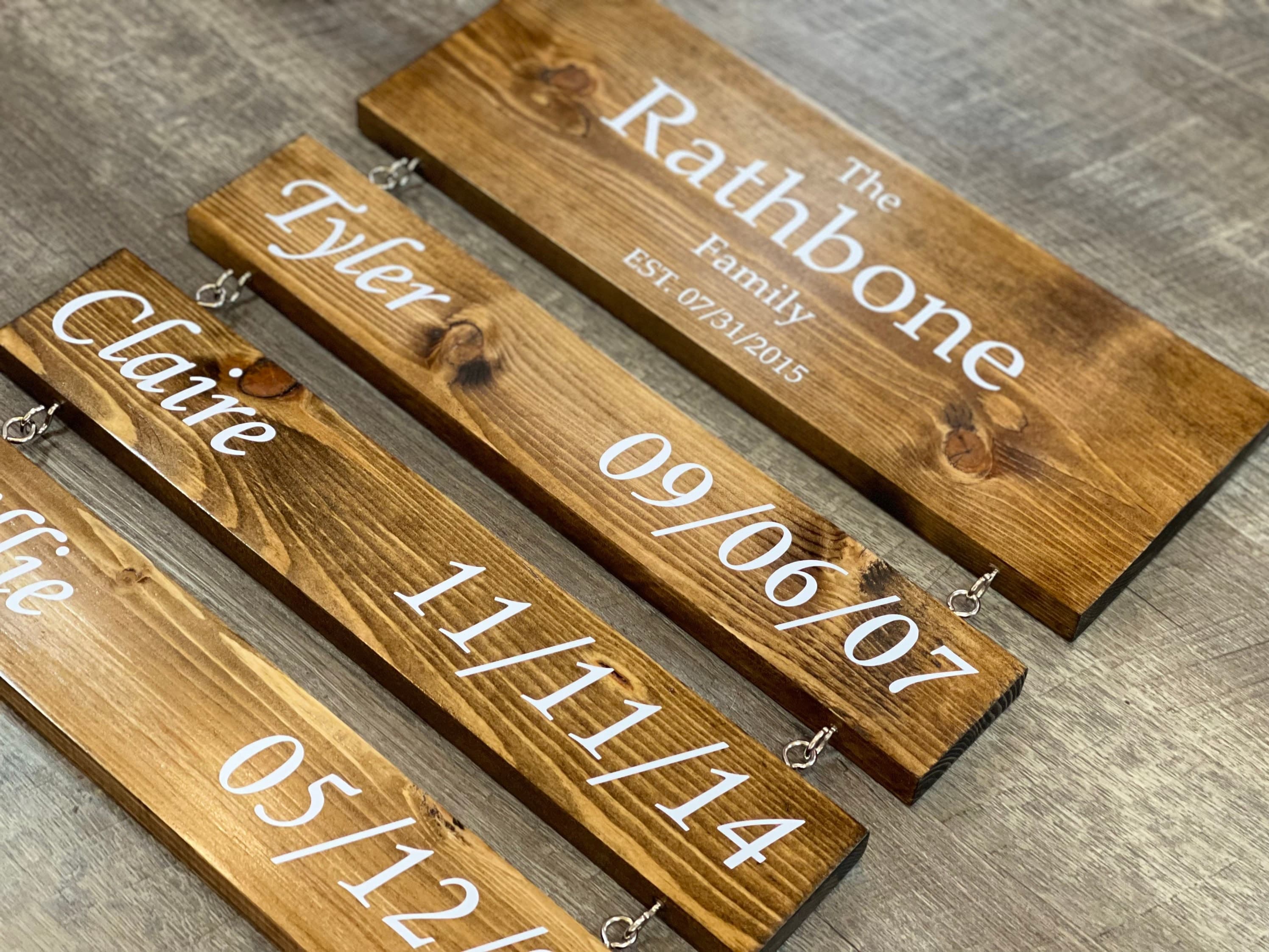 Personalized Family Wood Sign With Kids Names and Birthdates | Etsy