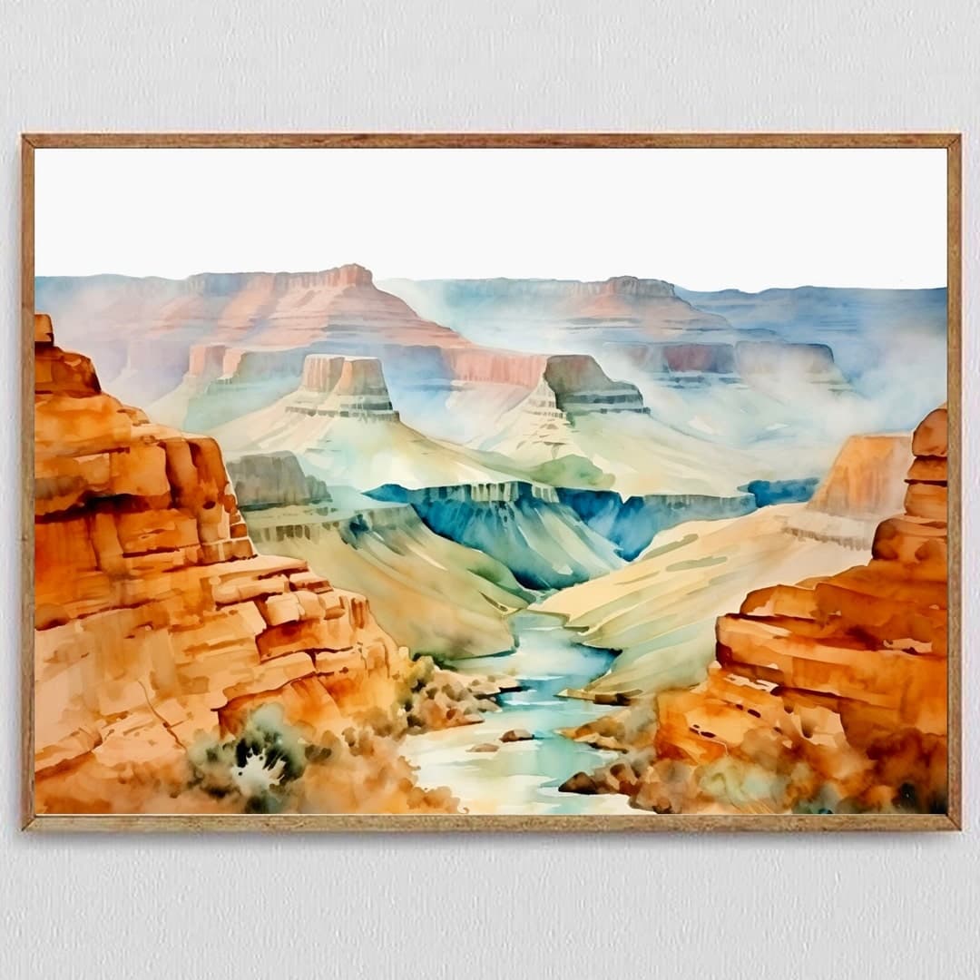 Western Watercolor Painting Grand Canyon Wall Art Arizona Art Prints ...