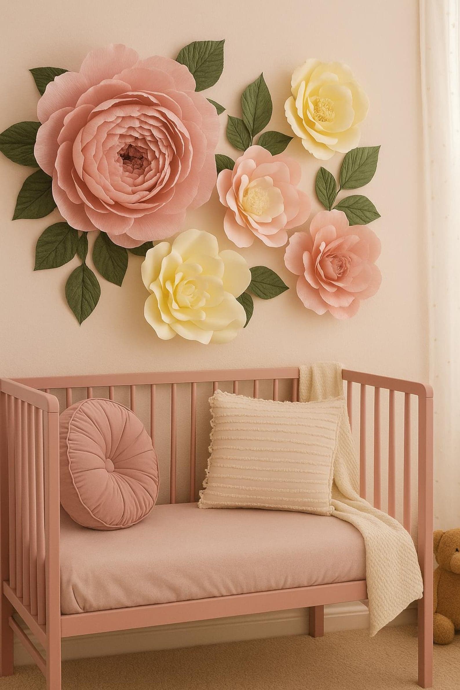 Giant Paper Peony Flowers- Set of 3 DIY Wall Decor Kit, Italian Crepe ...