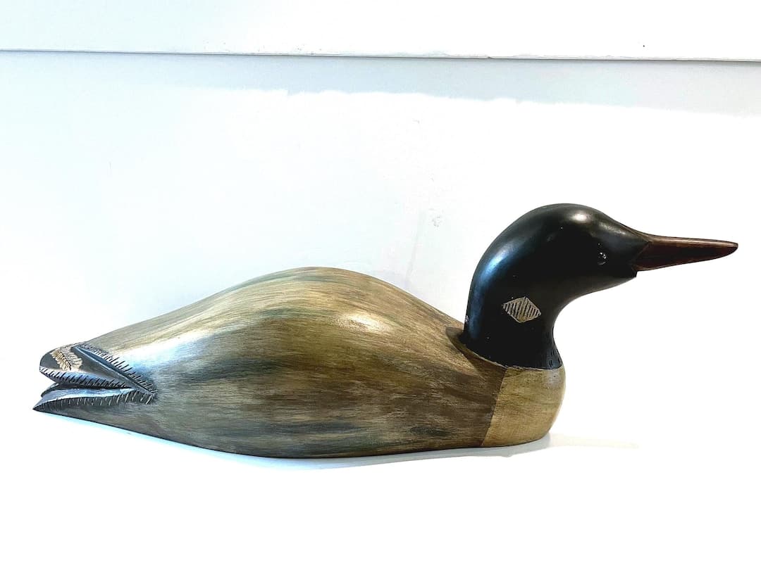 Hand Carved Loon Sculpture: Signed Artisan Bird Figurine, 24” - Etsy