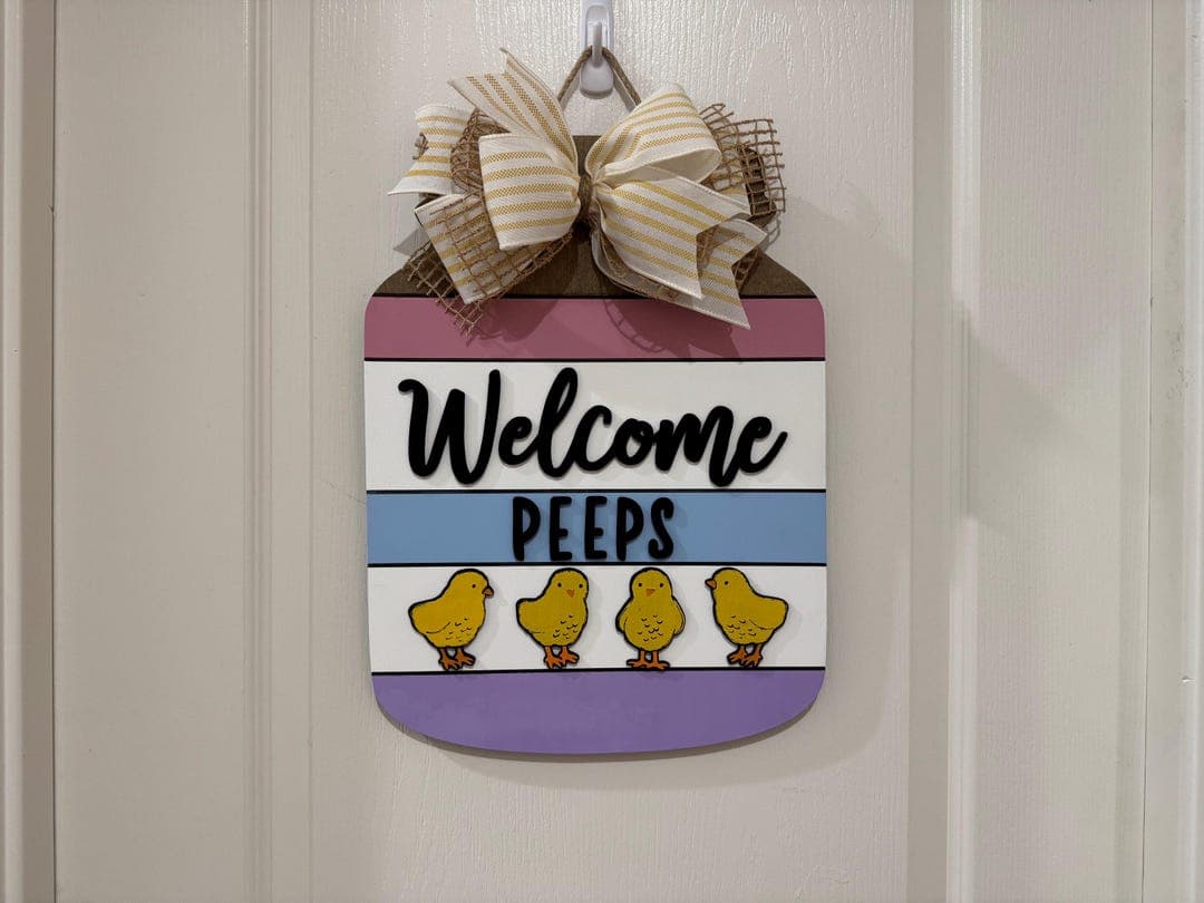 Easter Chicks Door Hanger, Easter Welcome Sign, Mason Jar - Etsy