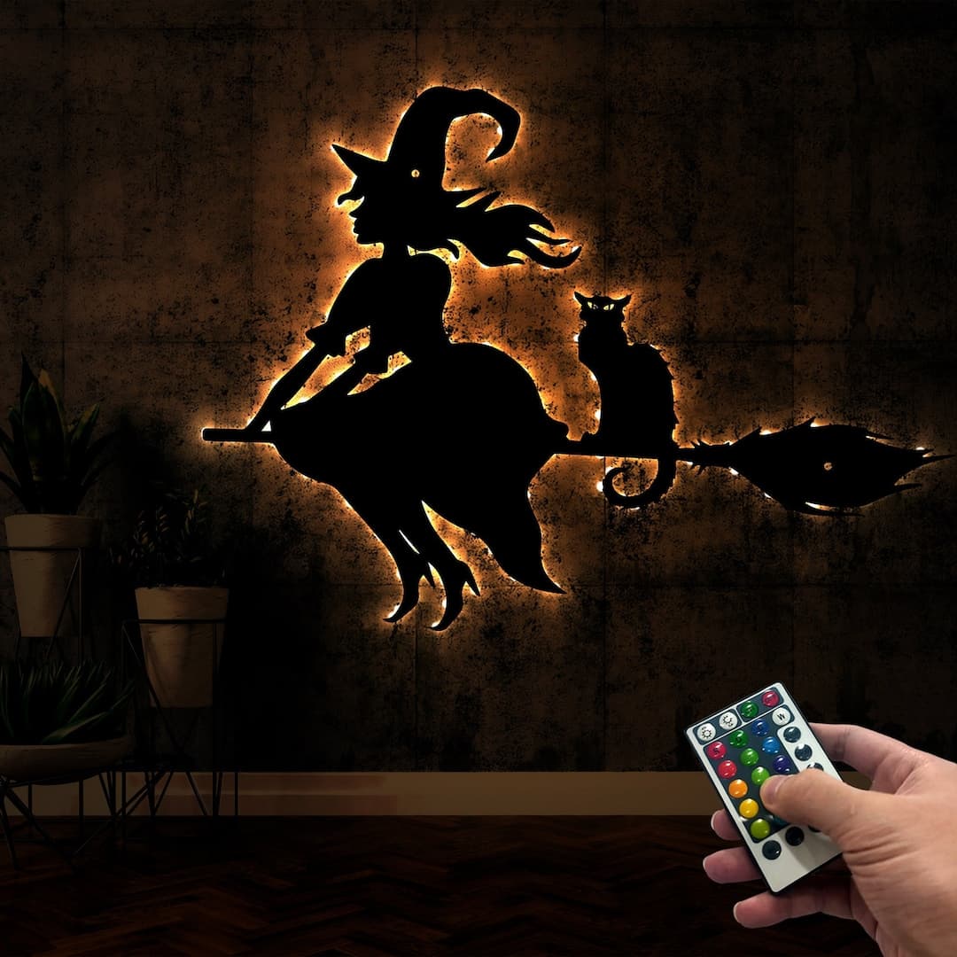 Spirit Halloween Light-Up Witch Moon Wall Decor