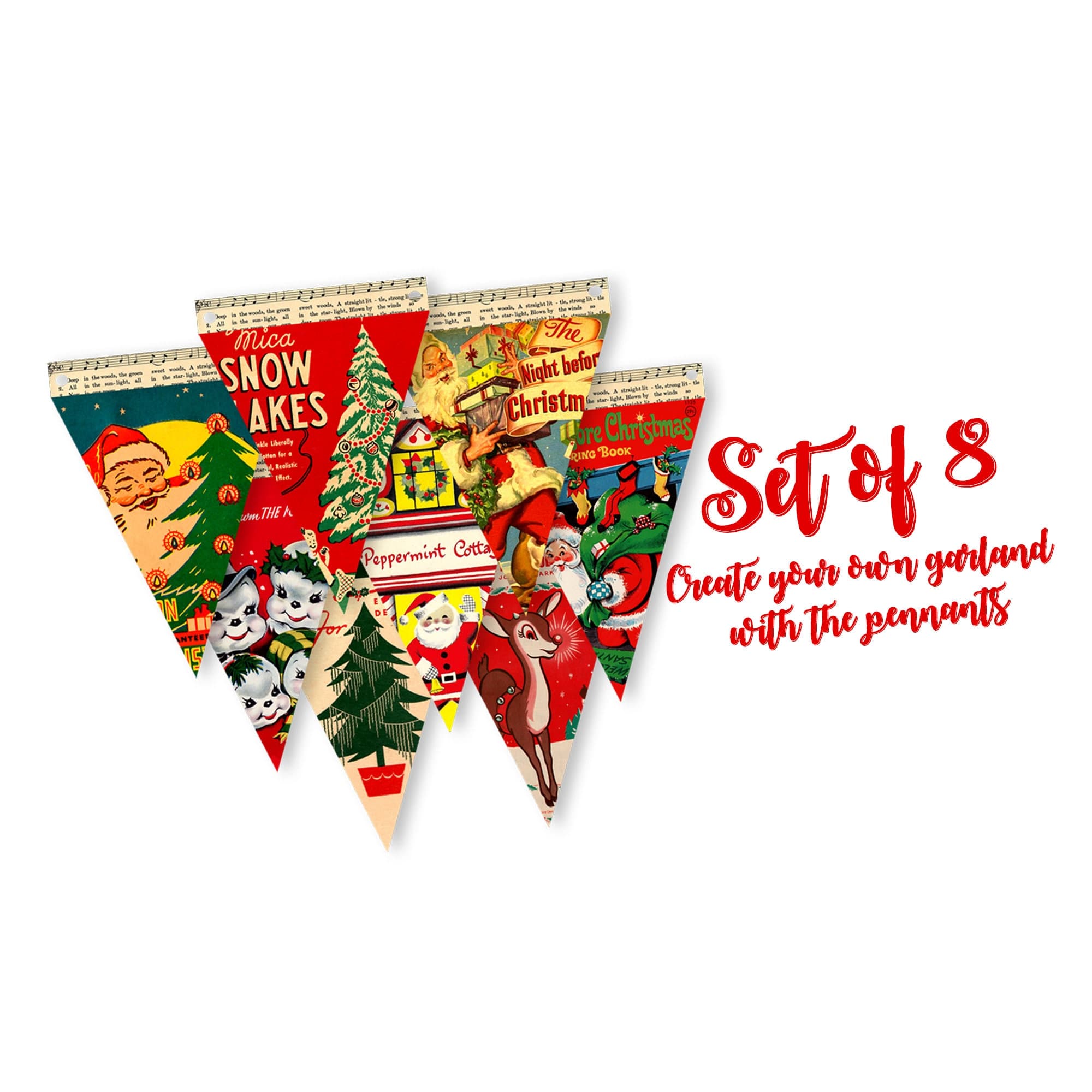 Vintage Christmas Pennant Banner Decorations Peppermint - Etsy