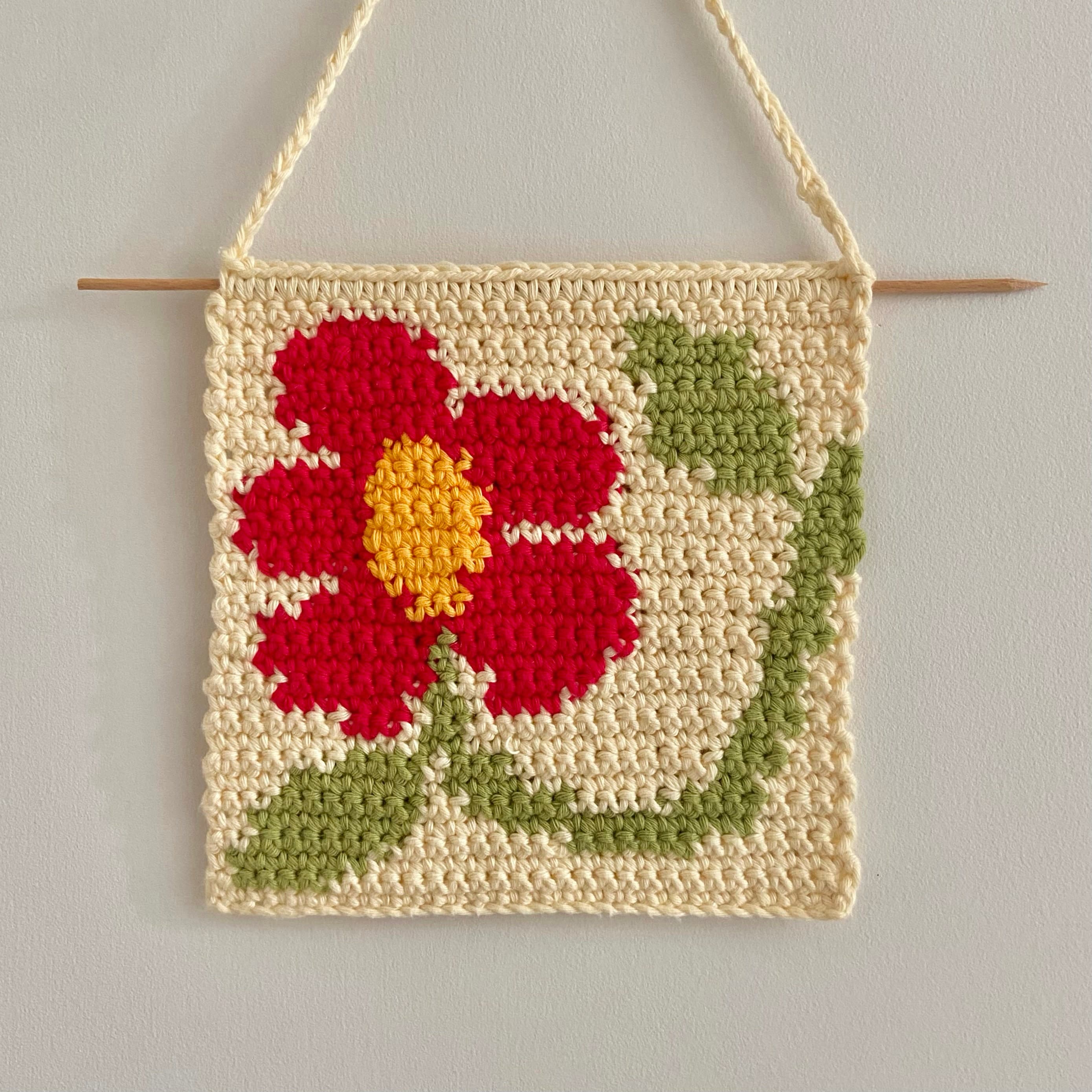 The Lone Flower Crochet Tapestry PATTERN Pdf Wall Hanging - Etsy