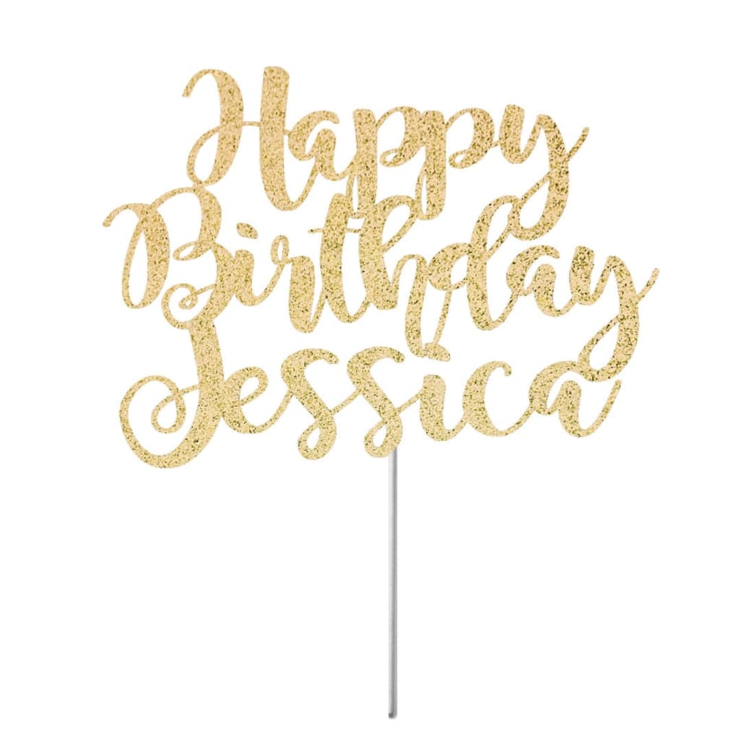 Personalized Name Happy Birthday Cake Topper, Birthday Glitter Cake ...
