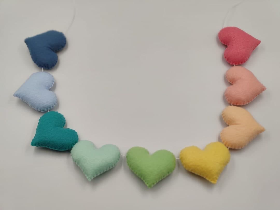 Felt Heart Garland, Felt Heart Banner, Baby Room Decorations, Felt ...