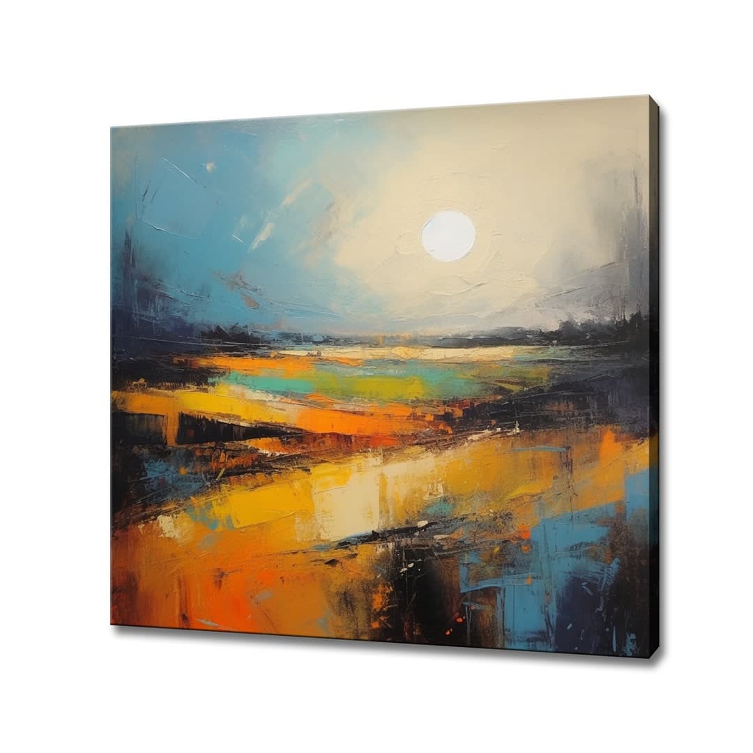Expressionist Abstract Landscape Moonlight Painting Style Canvas Print ...
