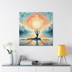 Yoga on the Beach CANVAS PRINT, Sunset, Soft Colors, Relaxing Decor ...