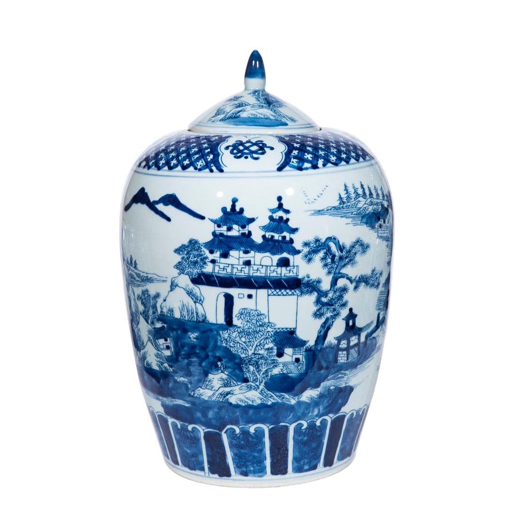 Blue and White Porcelain Blue Willow Ginger Jar 14" - Etsy
