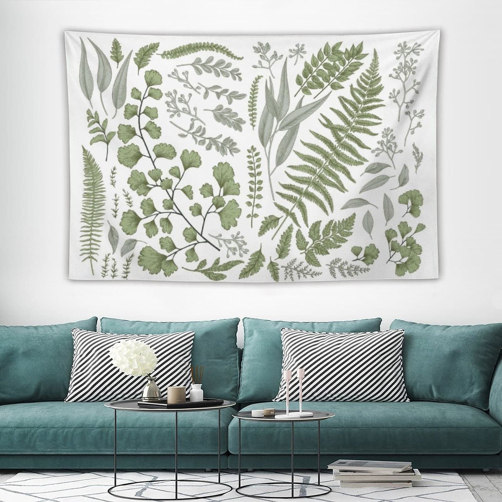 Botanical Tapestry Floral With Green Wall Hanging Tapestries - Etsy