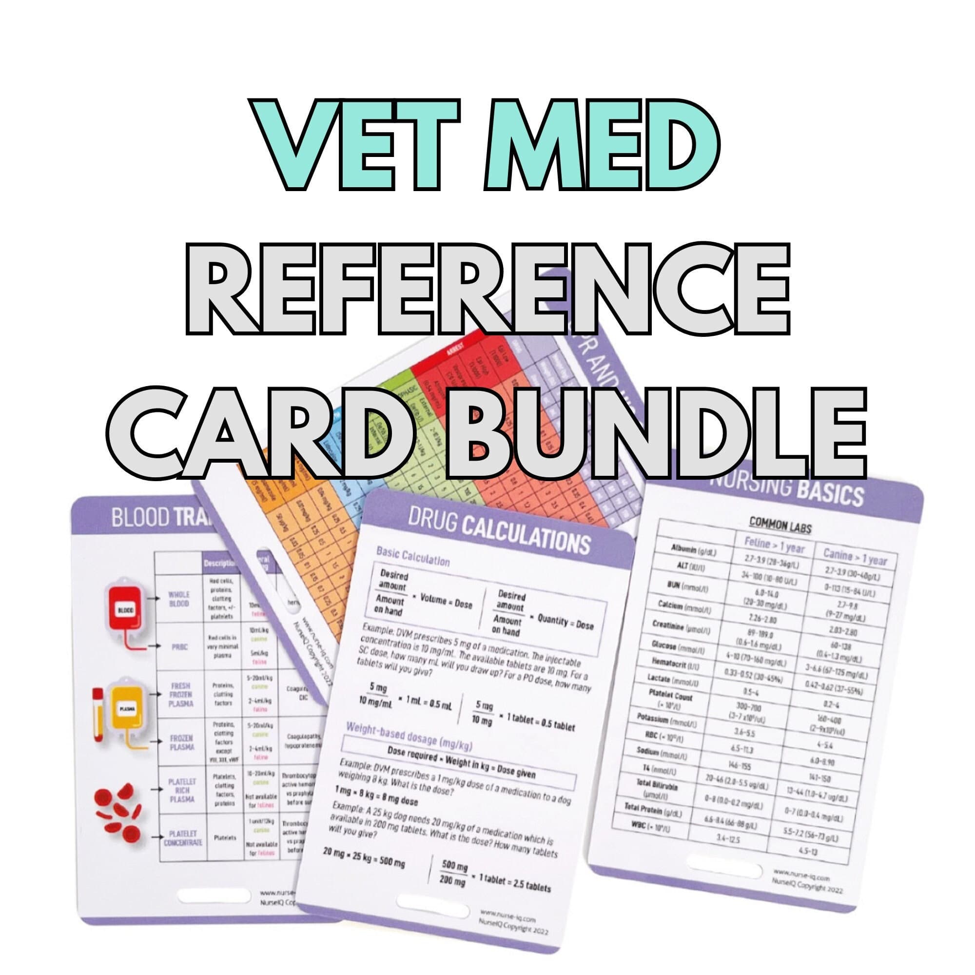 Veterinary Medicine Reference Card Bundle Vet Med Badge Buddies for Vet ...