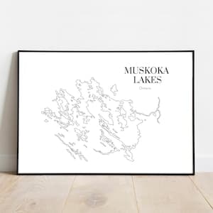 Muskoka Lakes, Ontario Canada - Lake Map Art (digital Print) - Etsy