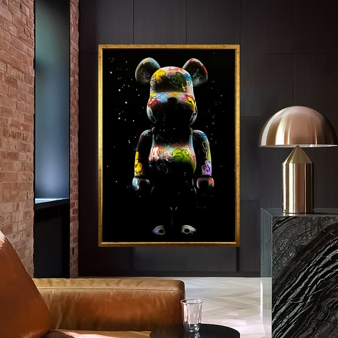 Living Room Wall Art, Large Wall Art, Bear Graffiti Canvas Gift ...
