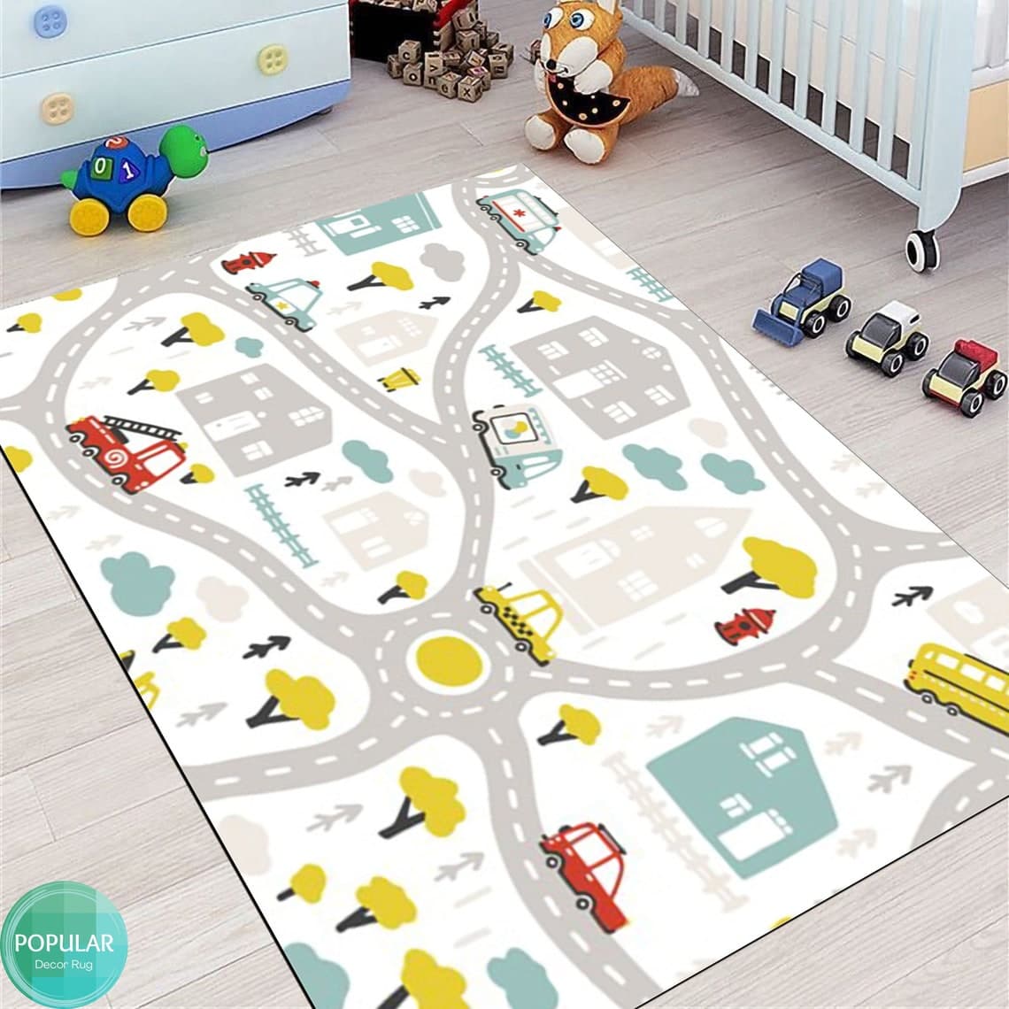 Kids City Traffic Rug Gray Road Map Playing Carpet Roadmap - Etsy