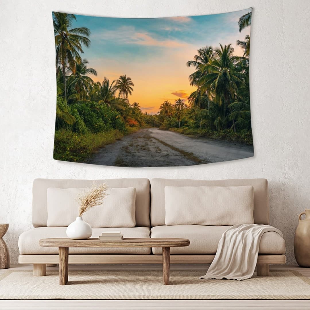 Sunset Landscape Wall Tapestry, Tree Sky Tapestry Wall Hanging, Nature ...