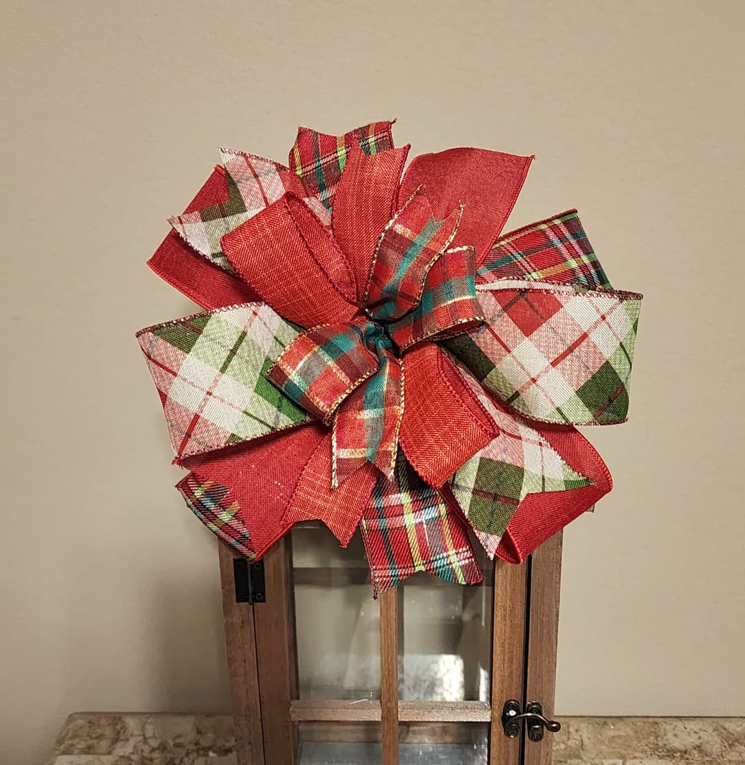 Tree Topper Bows Lantern Bow Plaid Bow Christmas Bow Handmade Bow ...